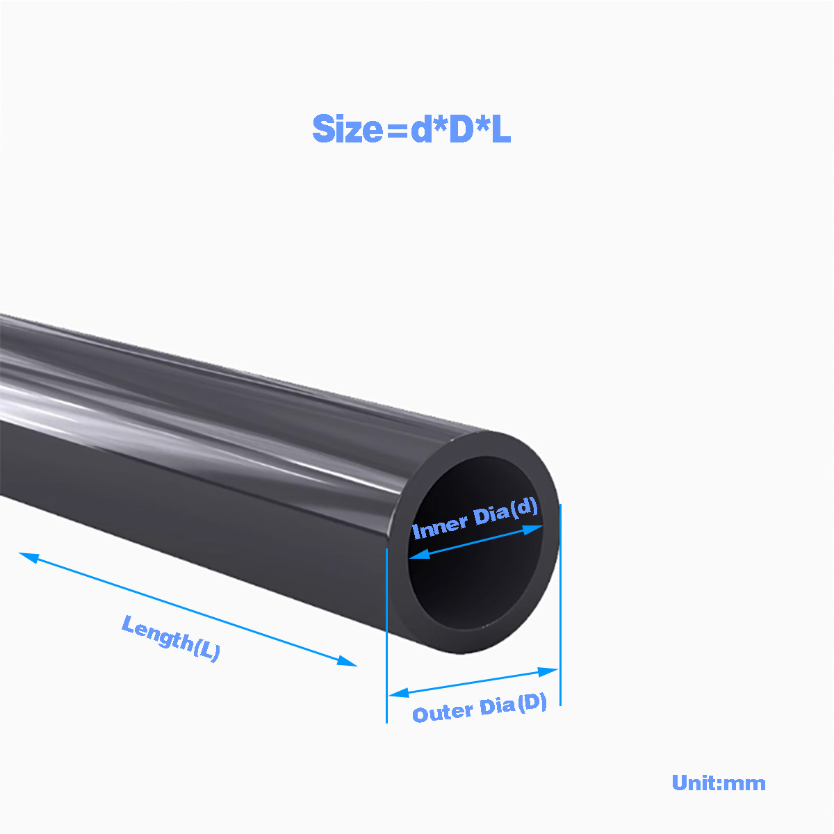 Aquarium Fish Black - Tubo de plástico de PVC negro,
