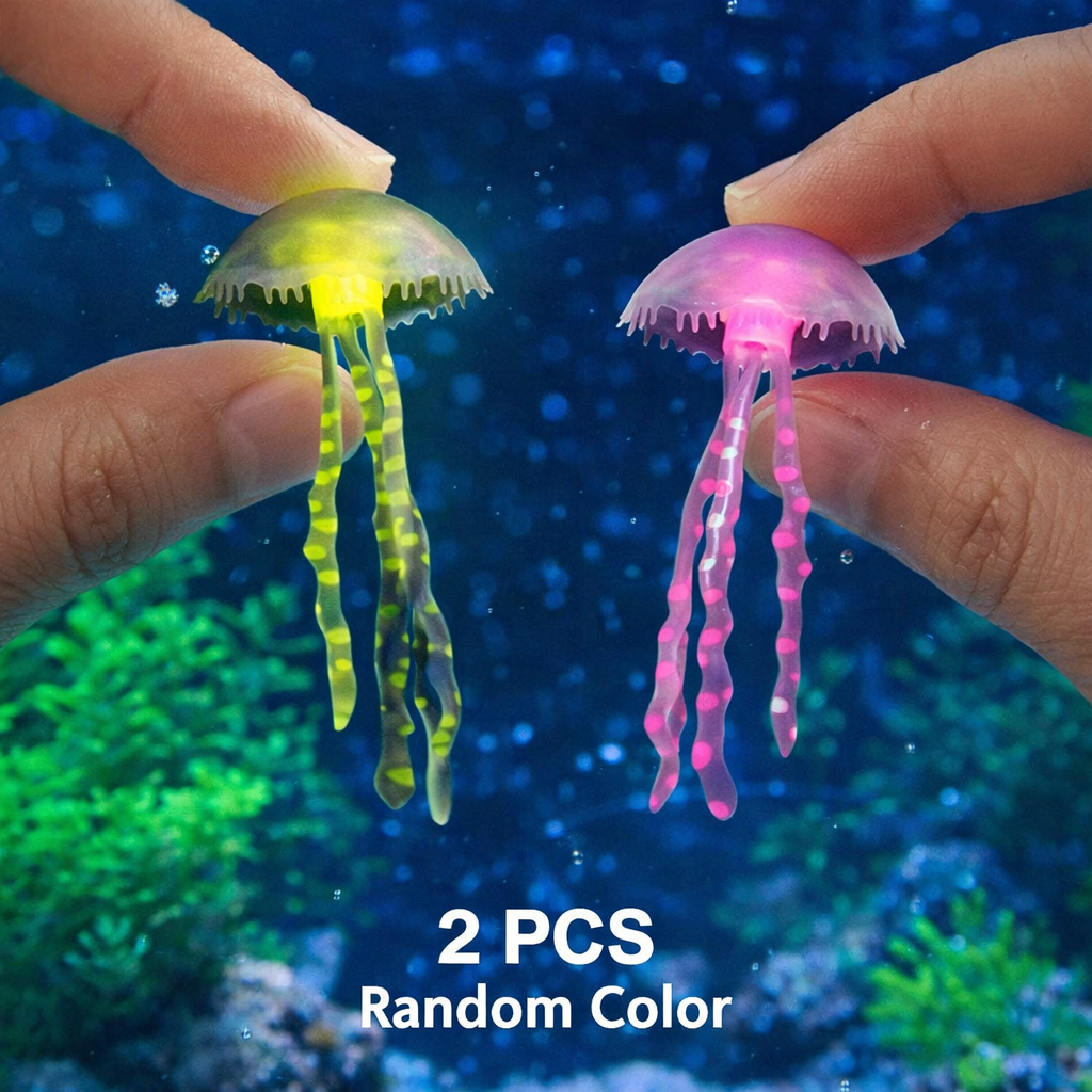 Aquarium Fish Discus - Medusas Luminosas de Simulación, 2 Piezas,