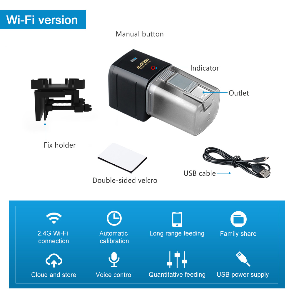 Alimentador de peces WiFi, ali - Aquarium Fish Auto Feeder reseña y precio